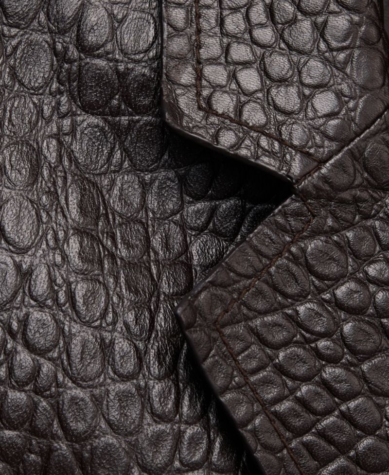 Women's Selection Croco-Effect Leather Long Coat