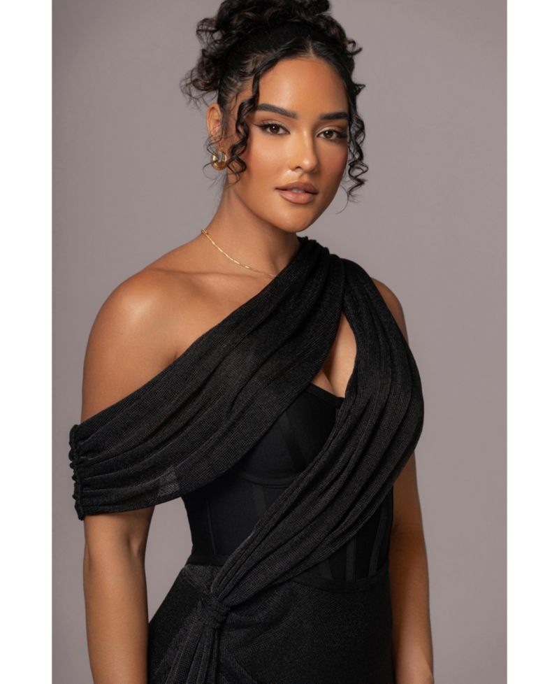 Women's Metallic Celestina Draped Maxi Dress