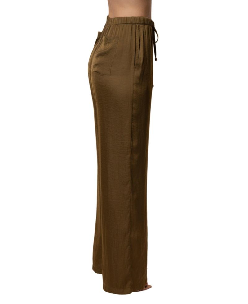 Women's Seaside Glow High-Waisted Wide-Leg Satin Pants