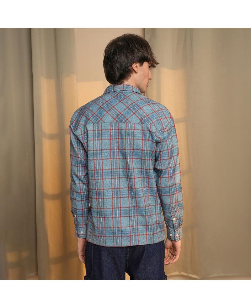 Men's Cornflower Blue Tartan Plaid Shirt