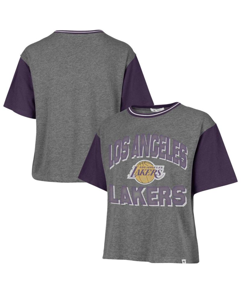 Women's Gray Los Angeles Lakers Rise Clubhouse Ziggy Color Block T-Shirt