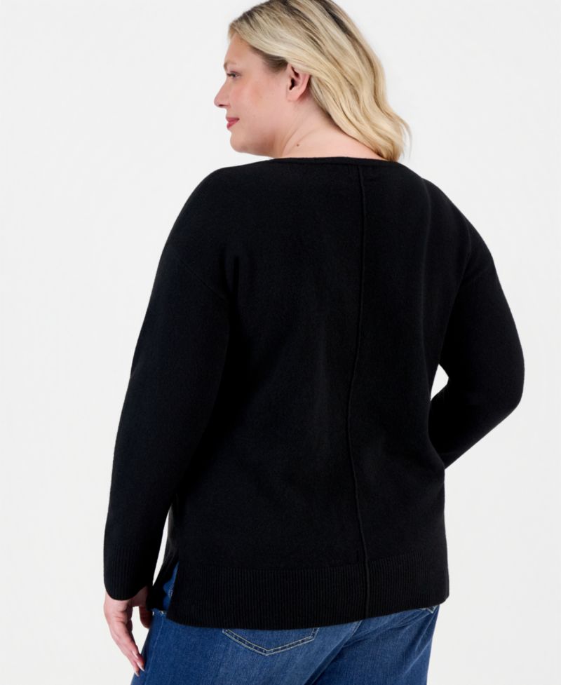 Plus Luxsoft Seamfront Boatneck Tunic Sweater