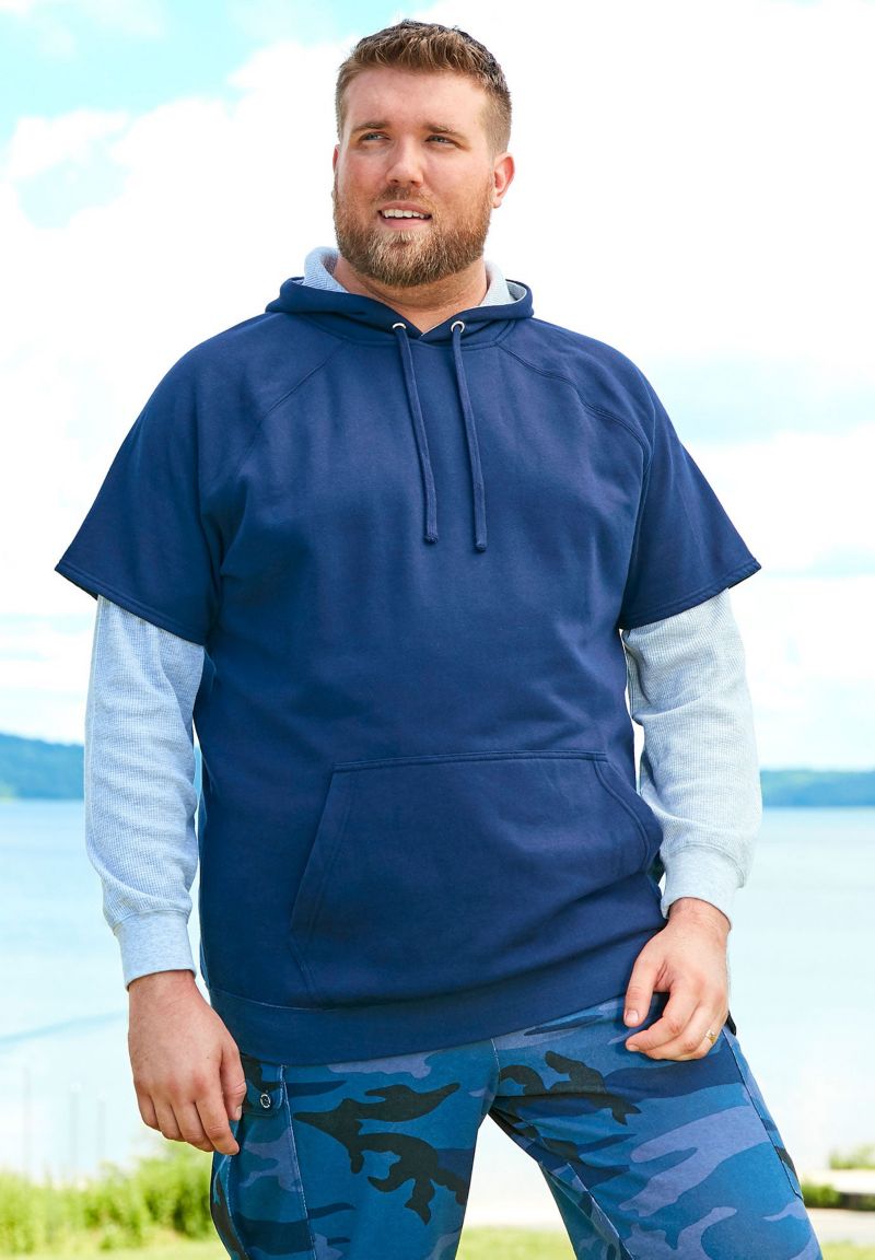 Big & Tall by KingSize Thermal-Lined Layered Look Hoodie