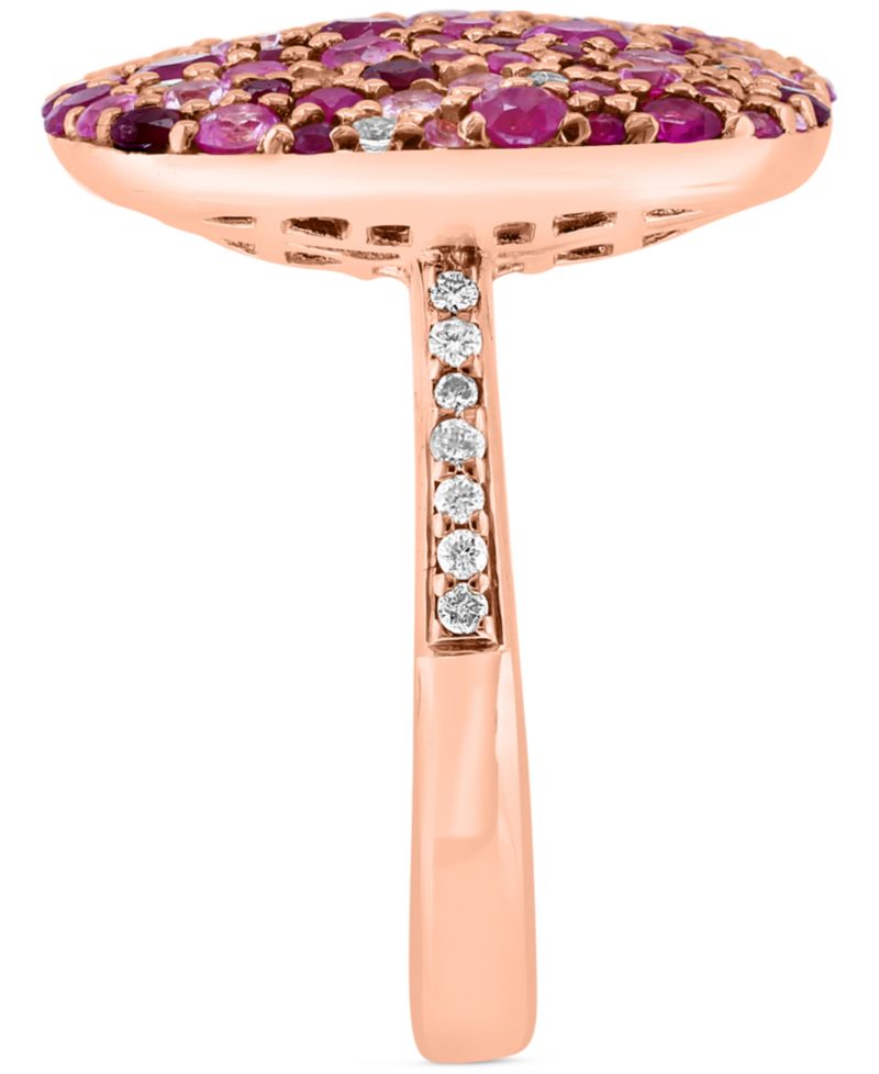 EFFY® Multi-Gemstone (2-3/4 ct. t.w.) & Diamond (1/10 ct. t.w.) Cluster Ring in Rose Gold-Plated Silver
