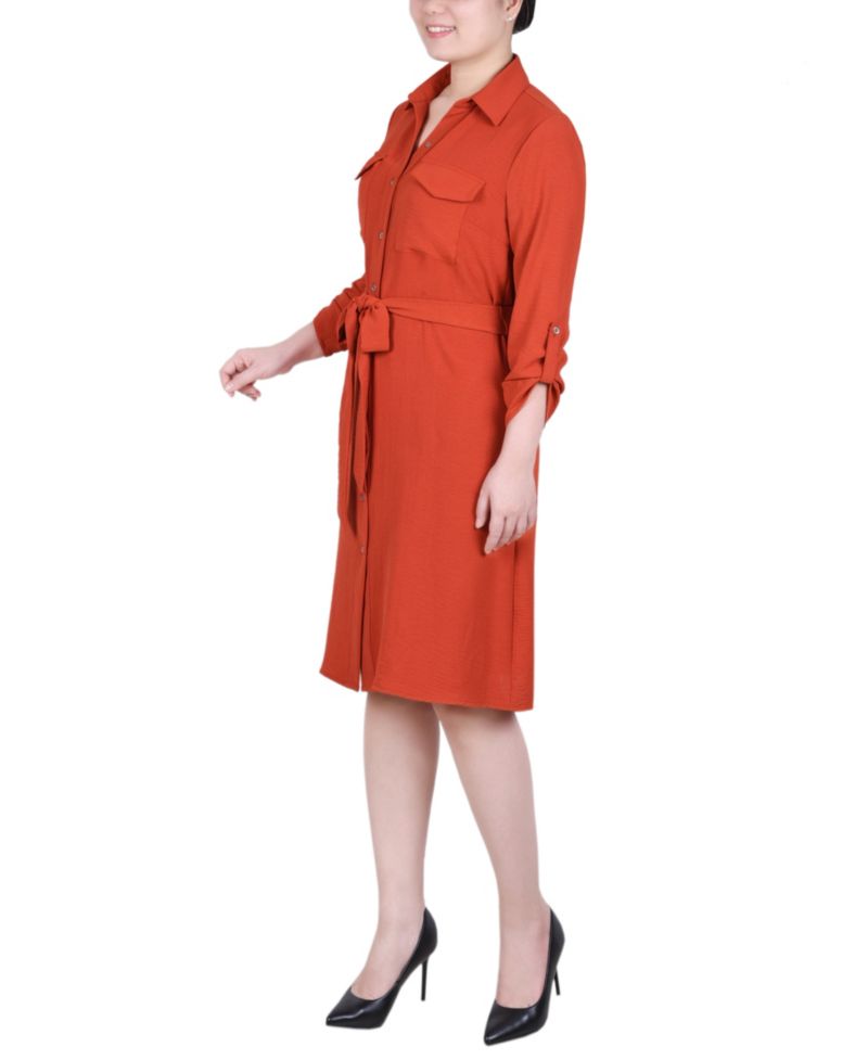 Women's Long Roll Tab Sleeve Shirtdress