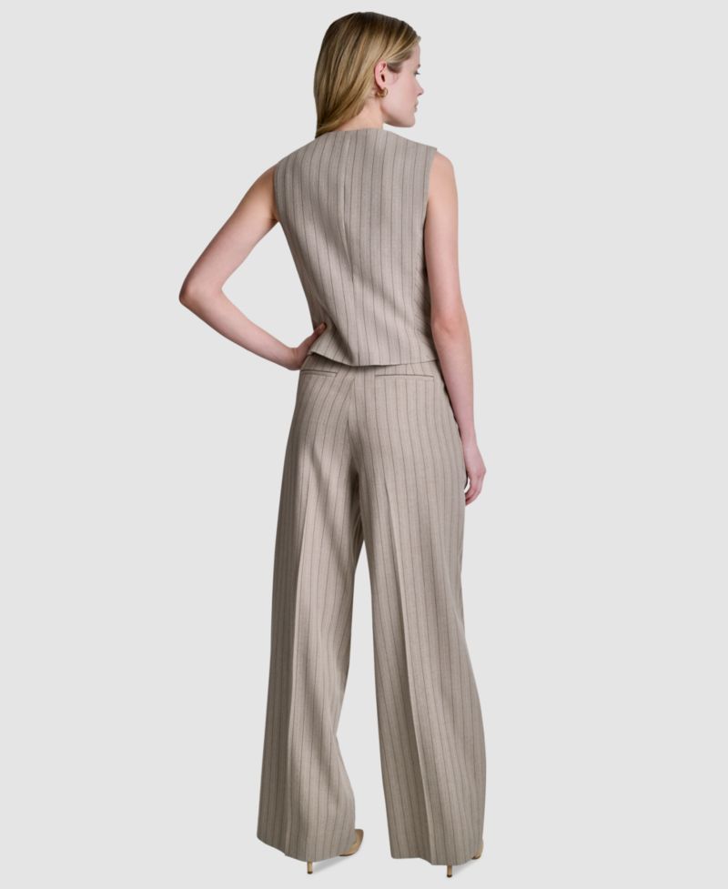 Women's Pinstripe Button-Front Vest, Regular & Petite