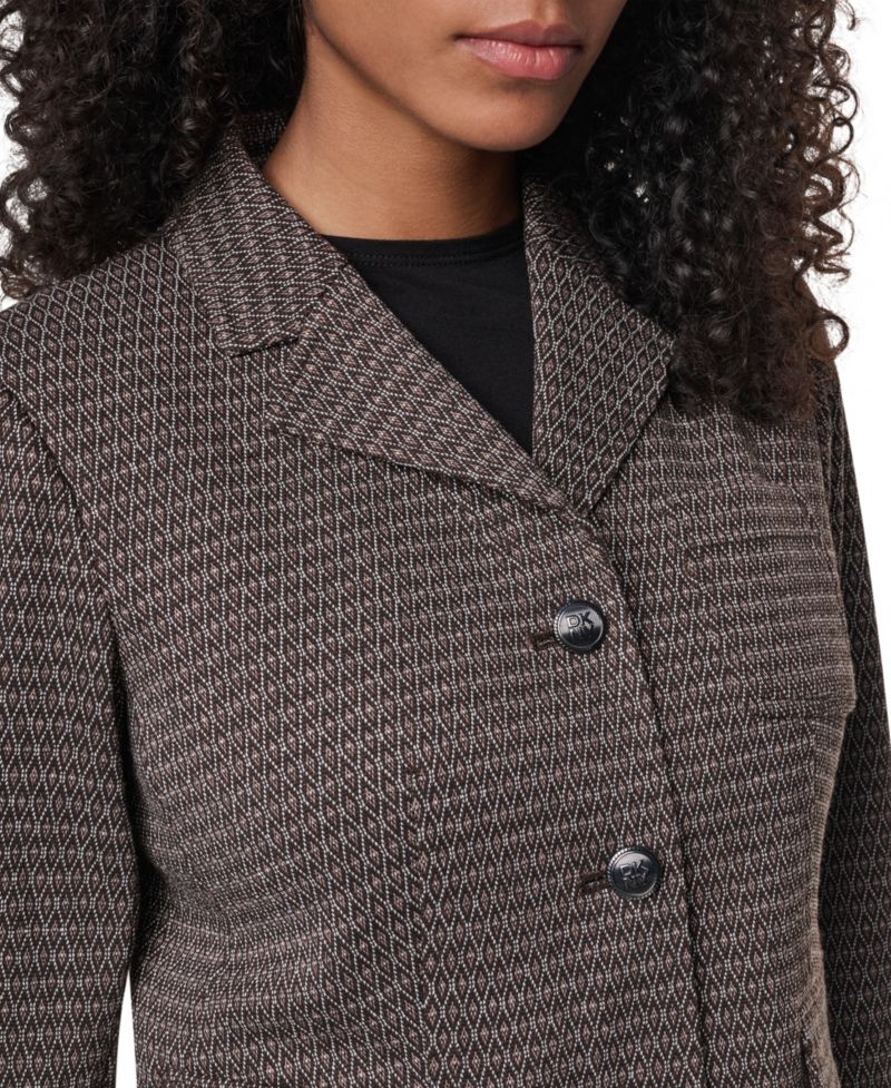 Petite Knit Diamond Jacquard Cropped Blazer
