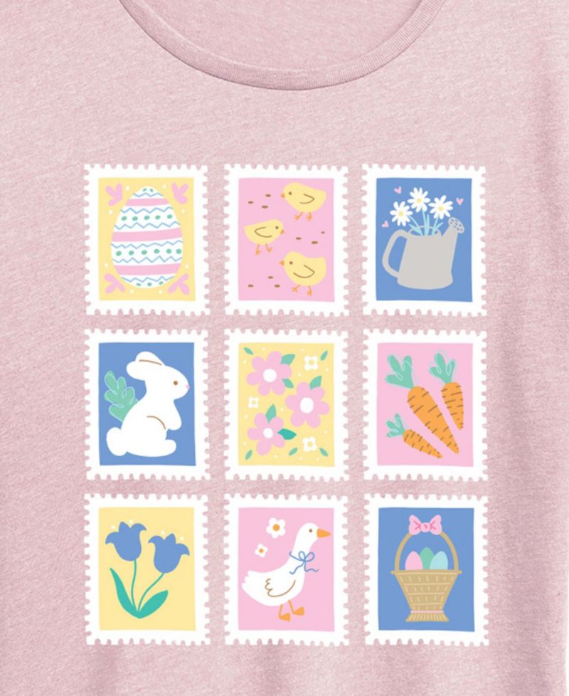 Plus Size Instant Message Easter Stamps Short-Sleeve Graphic T-Shirt