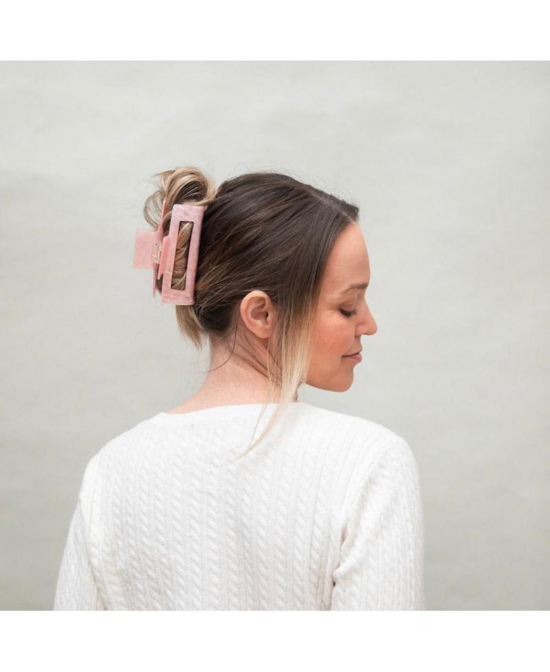Large Rectangle Claw Clip - Pink