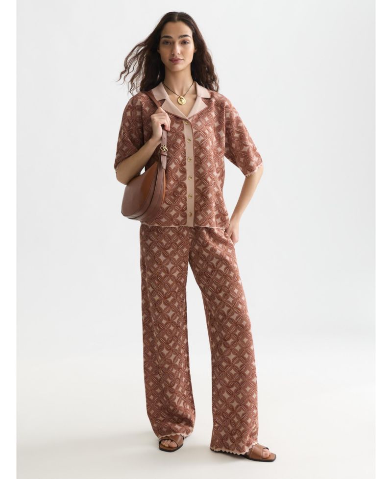 Women's Scotch and Soda Tops and Tees Jacquard Knitted Short-Sleeve Shirt