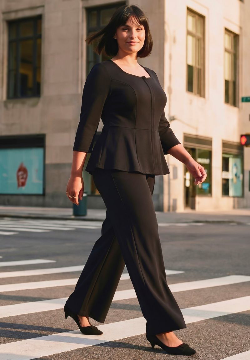 Plus Size Ponte Zip Front Women's Top