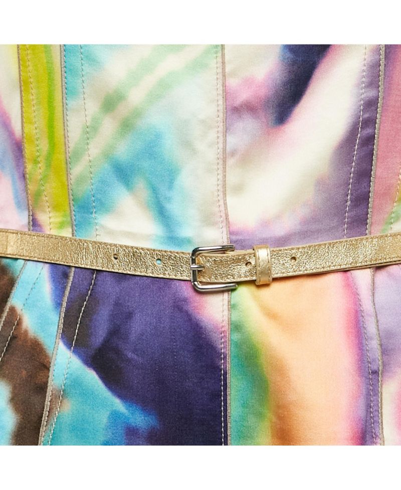 Women's Pre-Owned Dolce and Gabbana Multicolor Tie-Dye Print Satin Sheath Dress