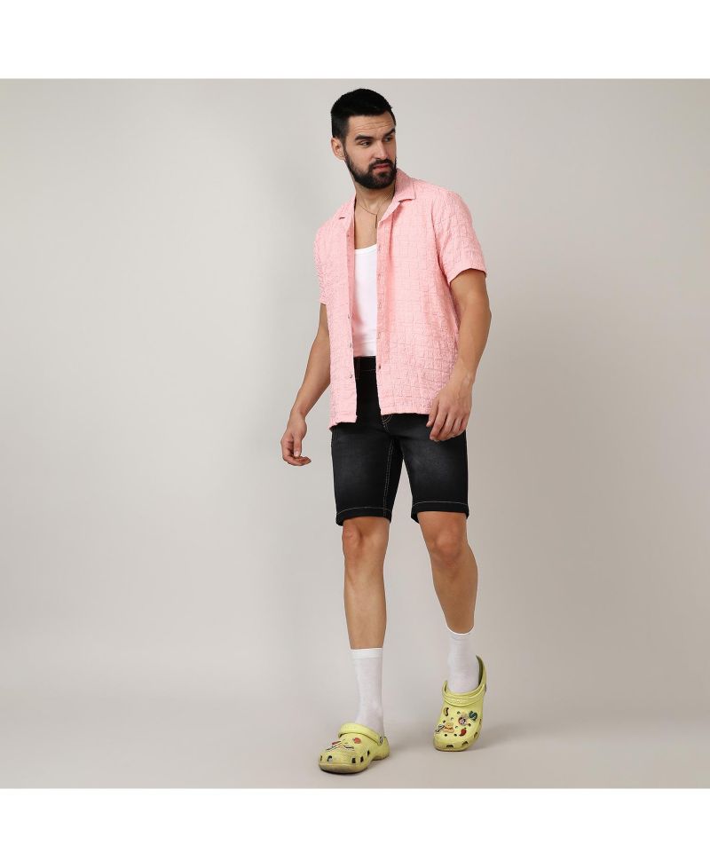 Men's Baby Pink Box-Creased Shirt