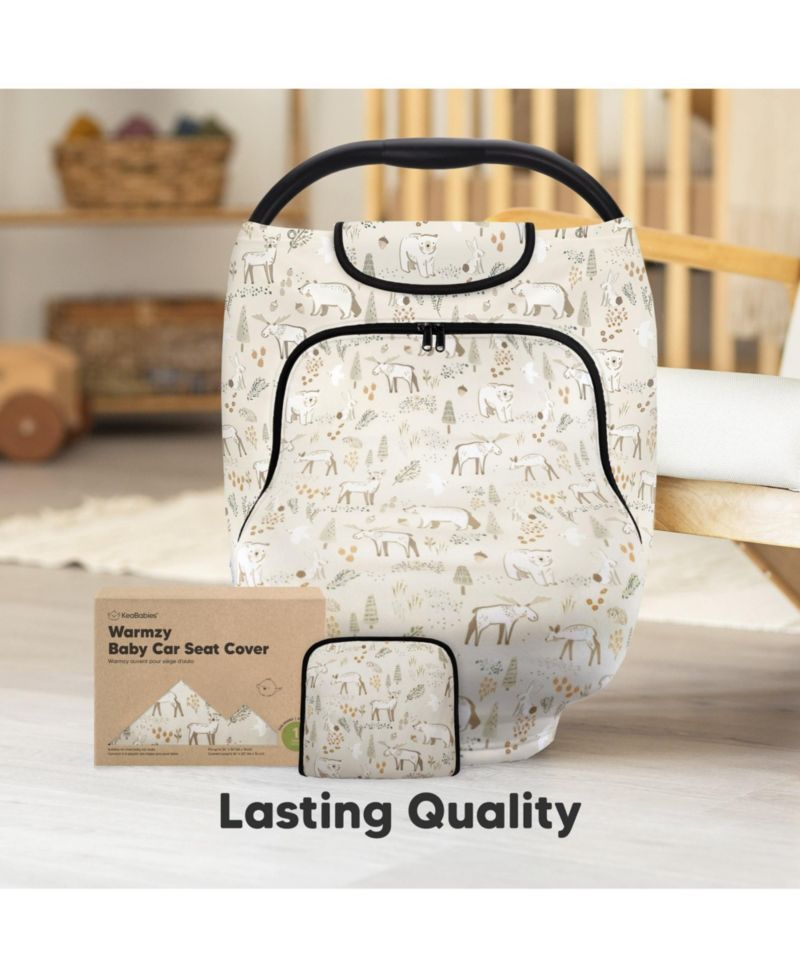 Warmzy Baby Car Seat Cover, Universal Stretch Fit Infant Carseat Covers for Babies, Winter Carseat Canopy