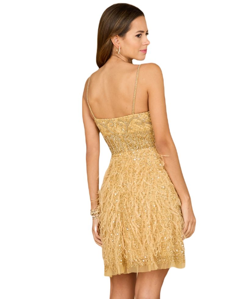 Women's Beaded, Feather Cocktail Short