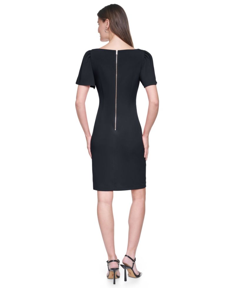 Women's Short-Sleeve Boat Neck Ruched Dress