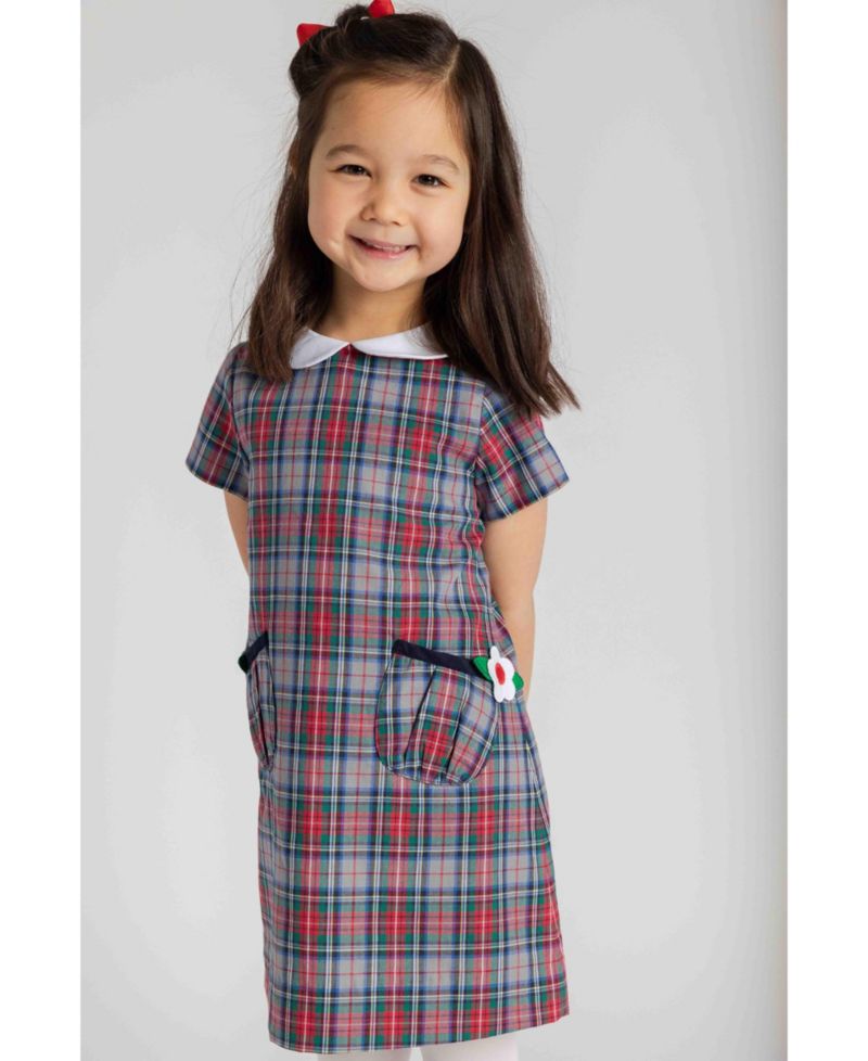 Girls' 4-16 Plaid Short-Sleeve A-Line Dress