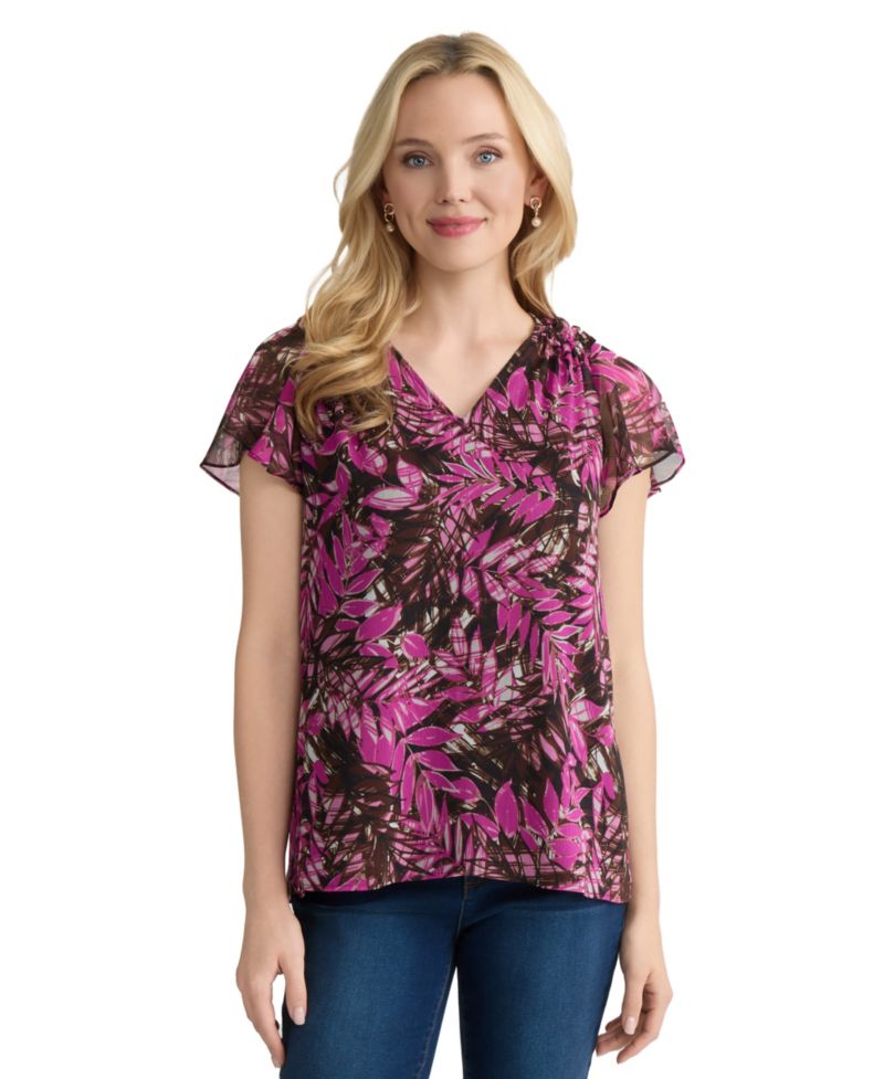 Women's Printed V-Neck Top