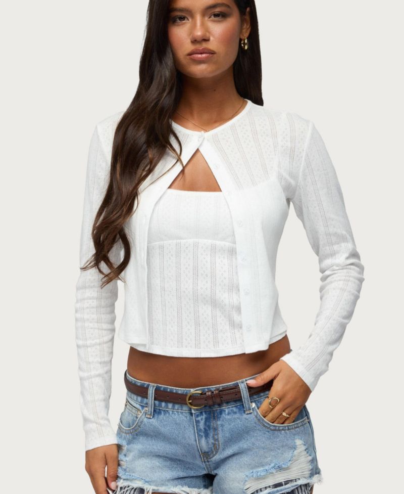 Women's Adie Pointelle Cropped Cardigan