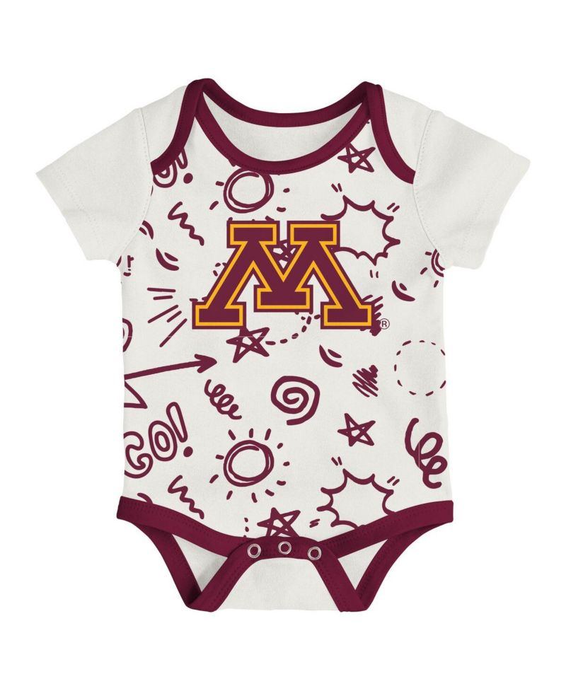 Baby Boys and Girls 3-Pack Minnesota Golden Gophers All Day Play Bodysuit Set