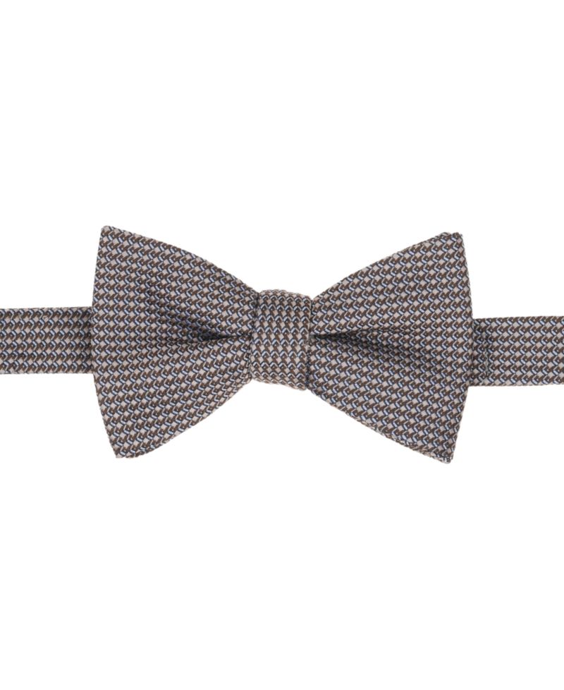 Men's Mini-Pattern Bow Tie and Solid Pocket Square 2-Piece Set