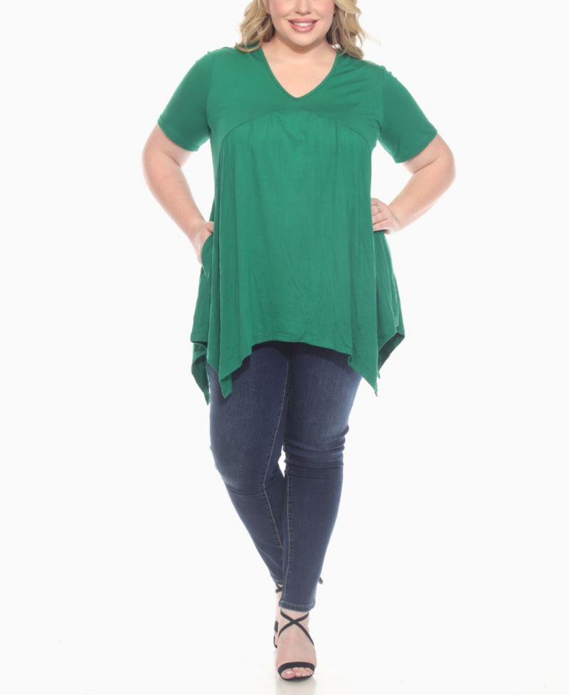 Plus Size Short Sleeve Shirred Front Knit Top