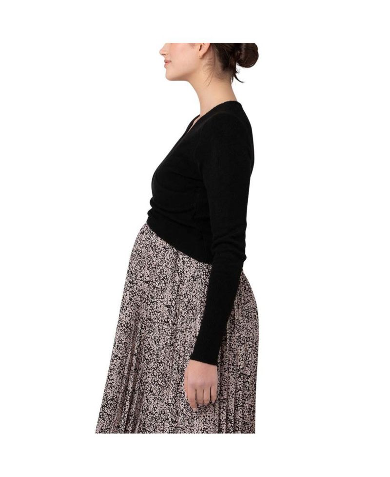 Maternity Ripe Willa Cross Front Nursing Knit Top Black