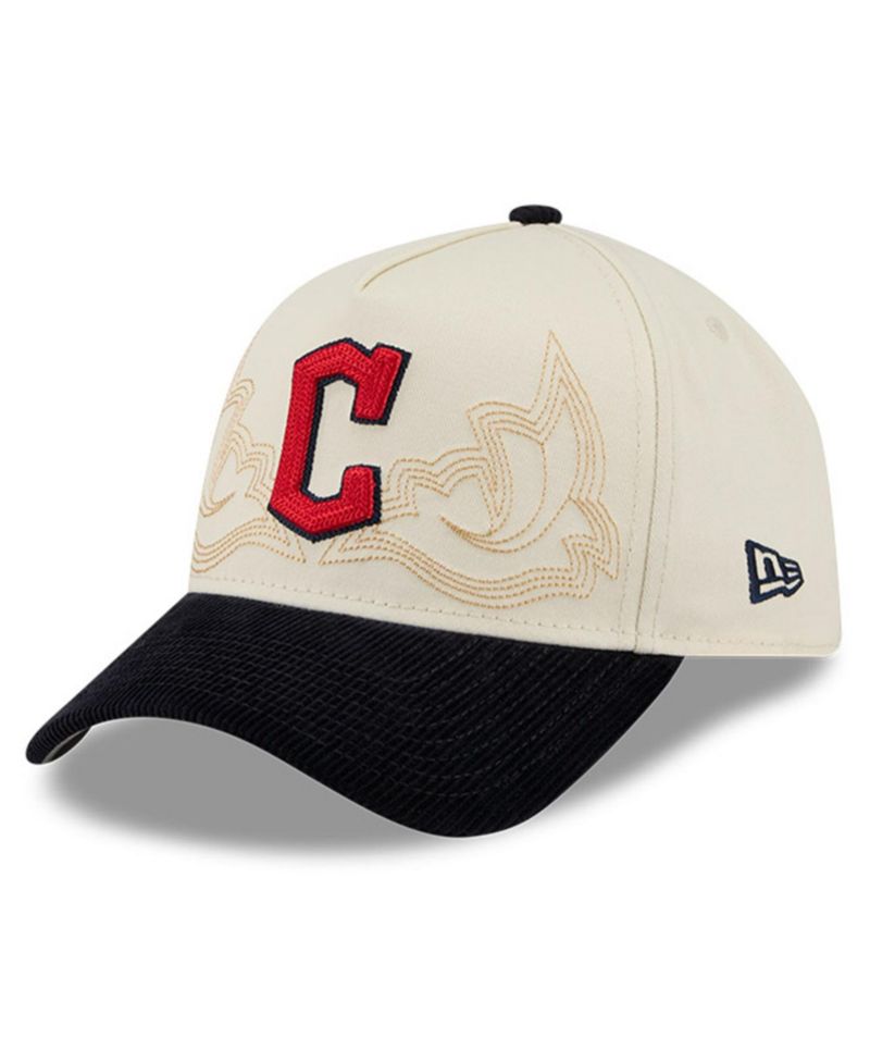 Men's Stone Cleveland Guardians Western Stitch 9FORTY A-Frame Adjustable Hat