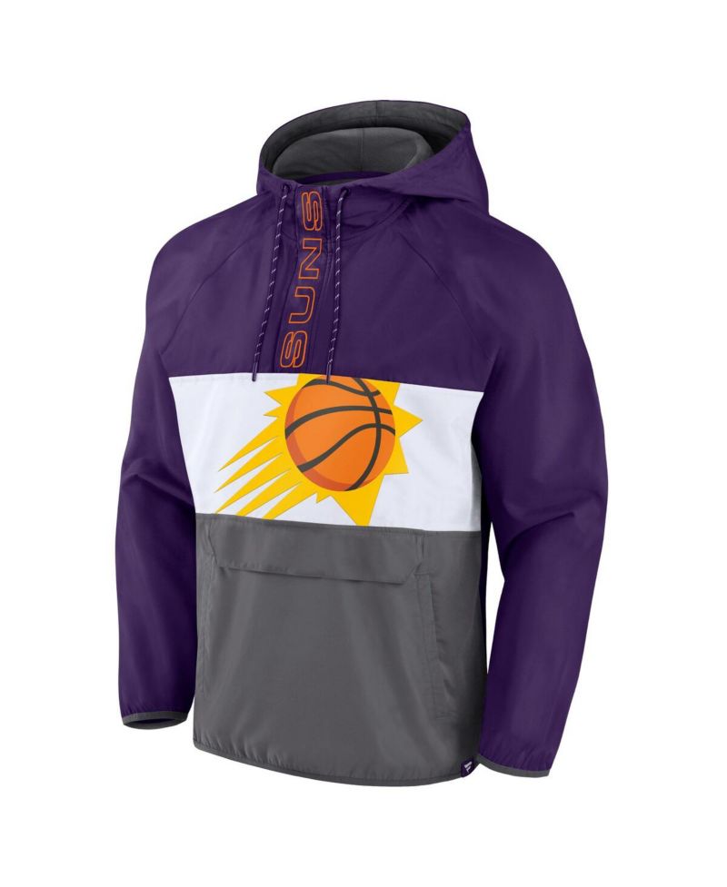 Men's Purple, Gray Phoenix Suns Anorak Flagrant Foul Color-Block Raglan Hoodie Half-Zip Jacket