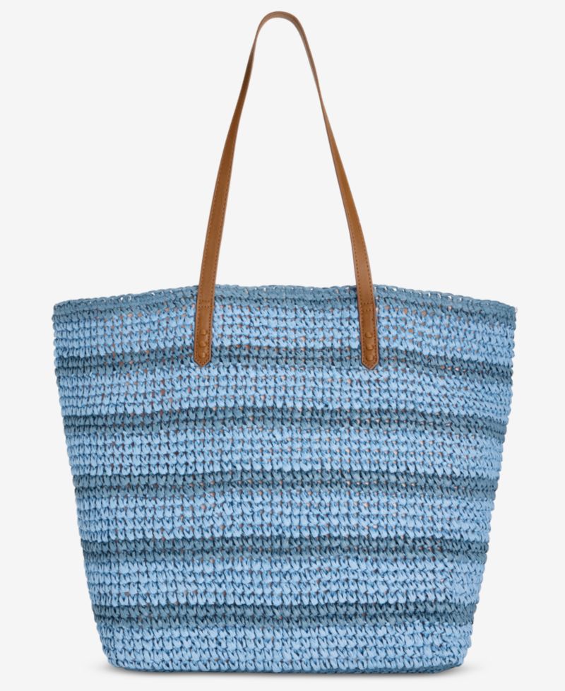 Ombr&eacute; Striped Straw Slouchy Tote Bag