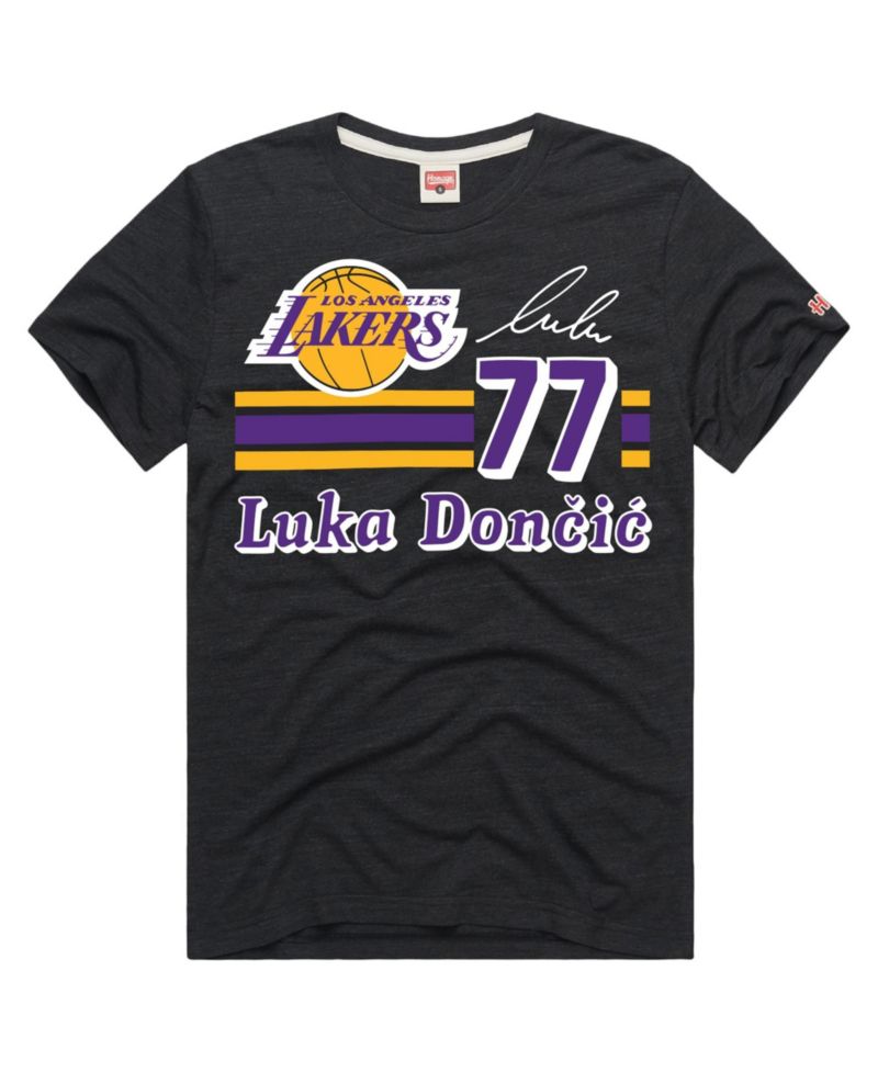 Men's and Women's Luka Doncic Charcoal Los Angeles Lakers Jersey Remix Tri-Blend T-Shirt