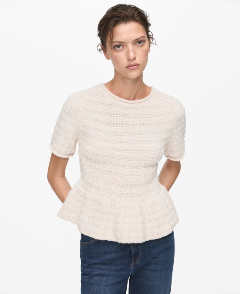 Women's Ruffles Detail Textured Sweater