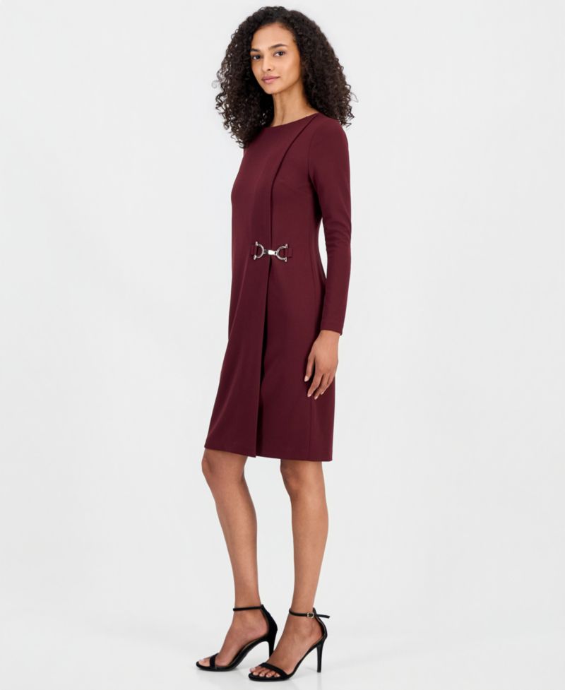 Petite Scoop-Neck Scuba Crepe Sheath Dress