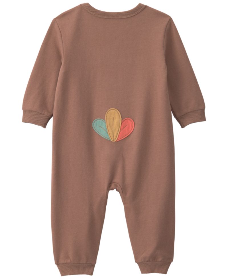 Baby Boys' and Baby Girls' Turkey Thanksgiving French Terry Long-Sleeve Jumpsuit