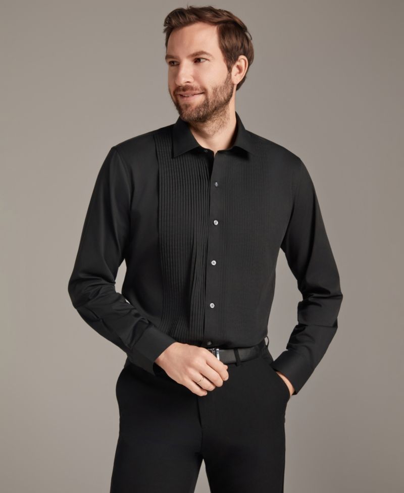Men's Slim Fit Pleated Tuxedo Shirt