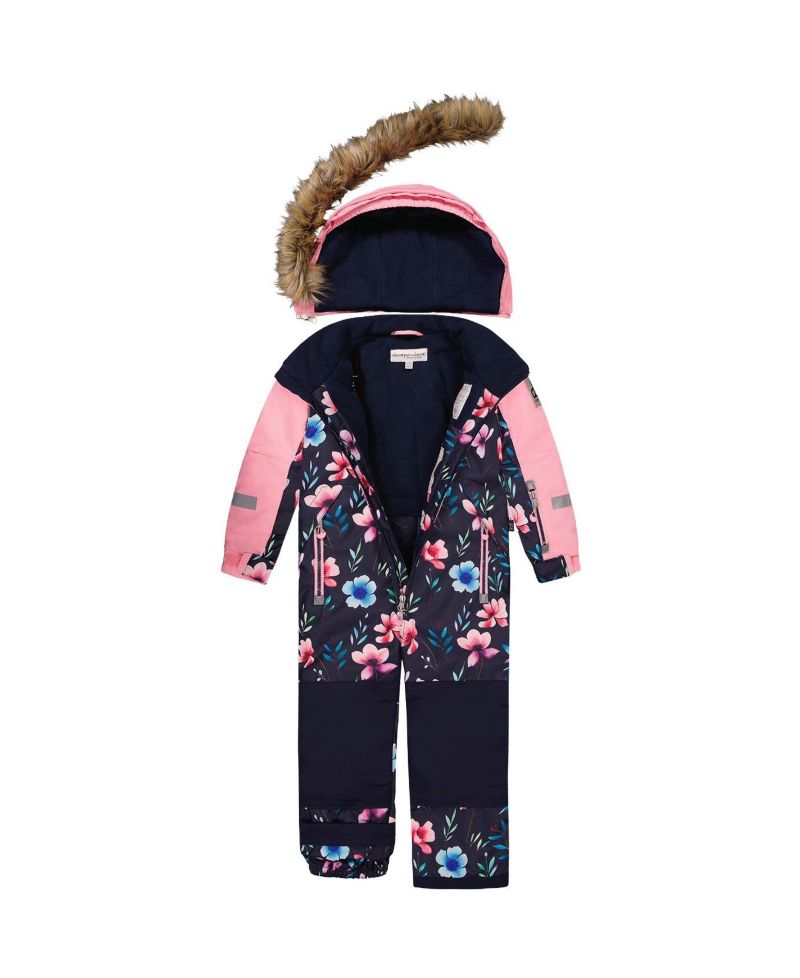 Little and Big Girl ( 6 to 14 ) One Piece Play Snowsuit Floral Print