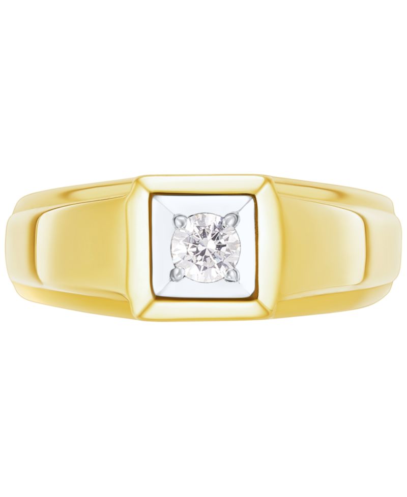 Men's Lab Grown Diamond Solitaire Ring (1/4 ct. t.w.) in 10k Gold & White Gold
