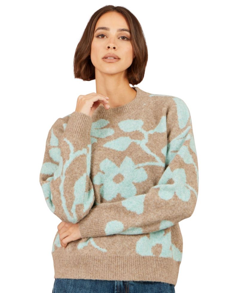 Women's Floral Intarsia Relaxed-Fit Jumper