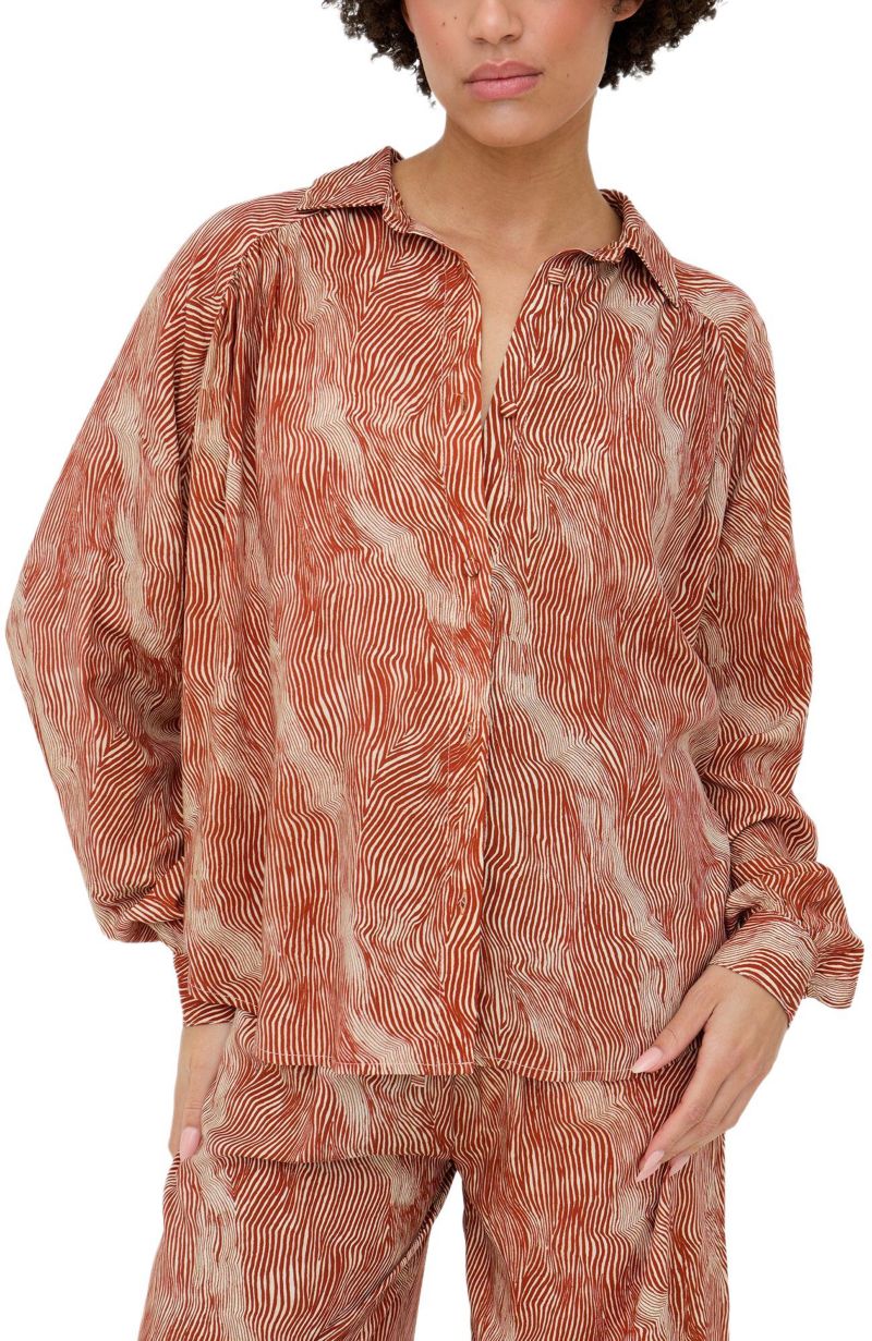 Women's Ginger Button Down Tiger Print Shirt