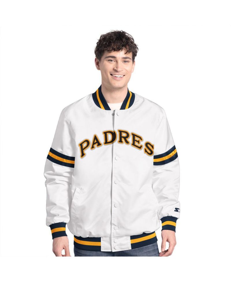 Men's White San Diego Padres Cooperstown Scout Full-Snap Varsity Jacket