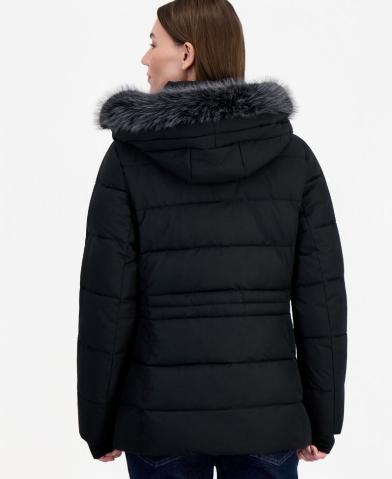 Women's Faux-Fur Hooded Utility Puffer Coat