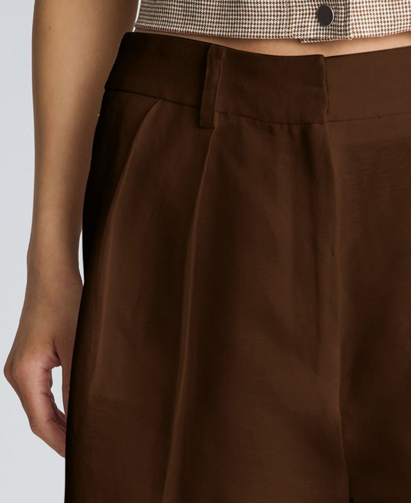 Women's High-Rise Pleated Linen Blend Shorts