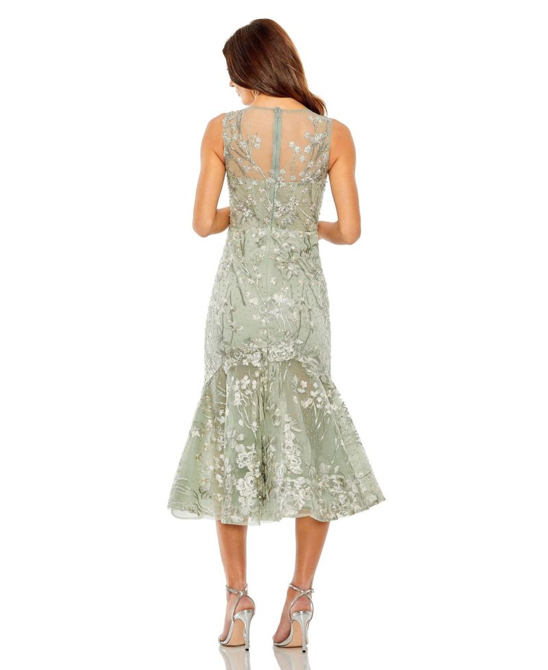 Women's Sleeveless Embroidered Detail Mermaid Dress