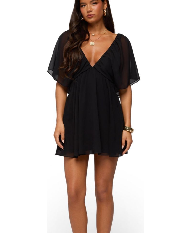 Womens Rosalee Chiffon Babydoll Mini Dress