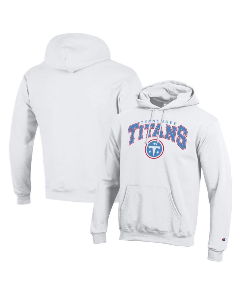 Men's White Tennessee Titans Powerblend Arch over Logo Hoodie