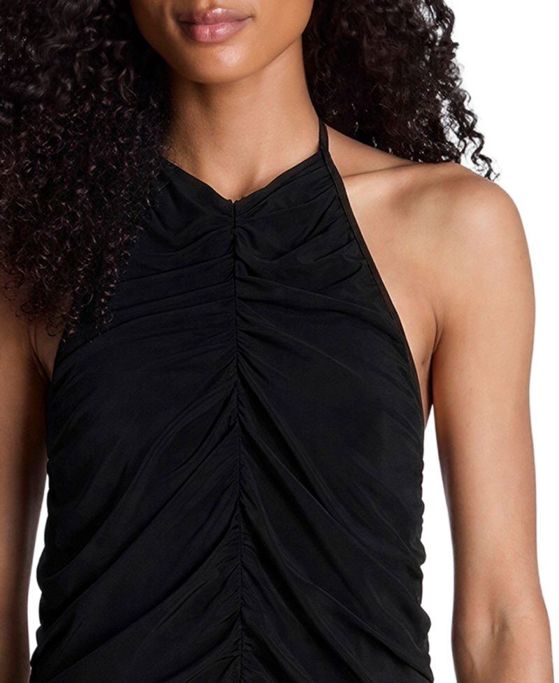 Women's Halter Ruched Open-Back Dress