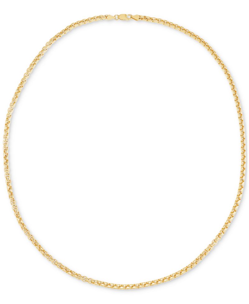 Rounded Box Link 24" Chain Necklace in 18k Gold-Plated Sterling Silver