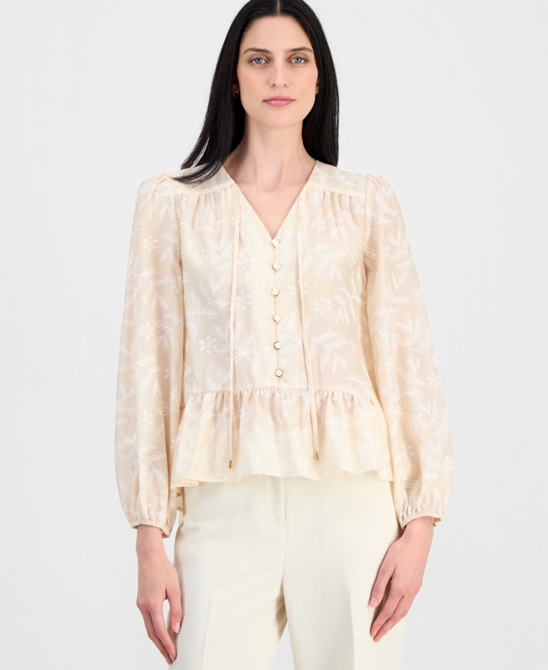 Women's Long-Sleeve Peplum Blouse