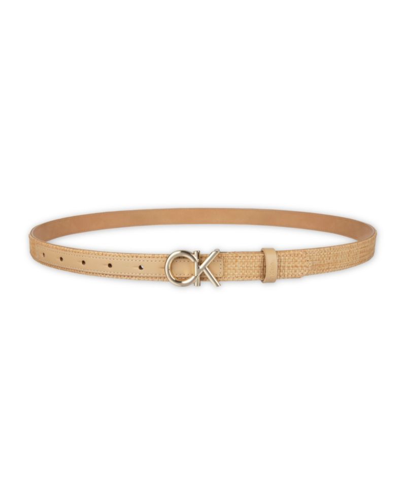 Women's Two Pack Belt Set - Skinny Monogram Buckle Belt and Harness Buckle Belt Set