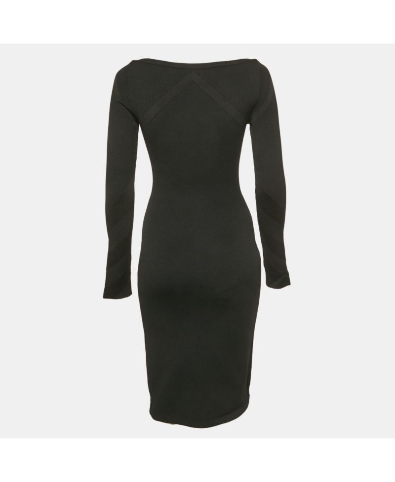Women's Black Stretch Knit Flared Mini Dress